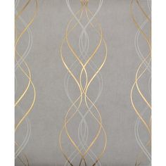 an elegant wallpaper with gold and silver swirls on grey background, suitable to use in any room