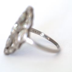 This ring can be sized up or down 4 sizes for an additional $30. If you wish to have a ring sized please purchase the item and note the size in the message section. Ring Size: 5.75 Metal Type: Platinum [Hallmarked, and Tested] Weight: 4.6 grams Diamond Details: Weight: .50ct, total weight Cut: Old European Brilliant Color: G-H Clarity: VS Finger to Top of Stone Measurement: 3mm Condition: Excellent Payment & Refund Details: *More Pictures Available on Request* Payment via Visa/Mastercard/Dis Platinum Collectible Diamond Ring, Platinum Diamond Ring With Diamond Cut For Collectibles, Classic Hallmarked Cluster Ring With Round Cut, Platinum Cluster Ring Hallmarked For Gift, Collectible Round White Gold Diamond Ring, Vintage Sterling Silver Signet Ring For Wedding, Silver Signet Ring With Diamond Accents For Wedding, Platinum Cluster Ring Hallmarked Gift, Classic Rings With Diamond Accents For Collectors