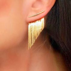 Brand New Fringe Tassel Earrings! These Are So Fun And Light And Beautiful- On Everyone!! ;) Xoxo Enjoy!! 14k Gold Plated Jewelry, Gold Fringe, Party Earrings, Gold Filled Earrings, Tassel Fringe, Fringe Earrings, Cuff Earrings, Tassel Earrings, Gold Plated Jewelry