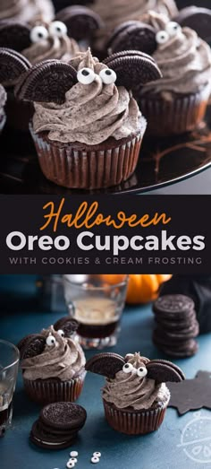 halloween oreo cupcakes with cookies and cream frosting