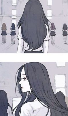 Anime Long Hair Reference, Anime Character With Long Hair, Long Hair Girl Drawing, Long Hair Cartoon, Long Hair Drawing, Anime Long Hair, Long Hair Girl, Girls Cartoon Art, Digital Art Girl