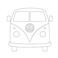 a drawing of a vw bus with the word volkswagen on it's side