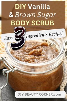 Hydrating Body Scrub Diy, Diy Body Scrub With Essential Oils, Homemade Body Exfoliating Scrub, Diy Face And Body Scrub Exfoliating, Fall Body Scrub Diy, Vanilla Sugar Scrub Recipe, Brown Sugar Body Scrub Diy, Diy Scrubs Body Sugar, Homemade Body Scrub Exfoliate