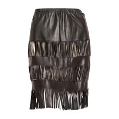 Gucci 1999 Black Lambskin Fringed Skirt Spring 1999 Ready-to-Wear Collection by Tom Ford Black/Beige Above the knee Cutout accents throughout Fringed hem Leather covered elasticized hem Pull on 100% leather; 100% silk lining Made in Italy Good pre-owned condition; a few strips have curled and stretched﻿ Size & Measurements Approximate, taken flat: Size IT 41 Estimated US 6 Waist: 14"–17" (stretches) Hips: 20" Length (waistband to fringe): 20.5" Stretches Hips, Luxury Gucci Party Skirt, Fitted Knee-length Gucci Skirt, Leather Fringe Belt Skirt, Black Leather Fringe Skirt, Chic Black Fringe Mini Skirt, Tom Ford For Gucci, Tom Ford Gucci, Ford Black