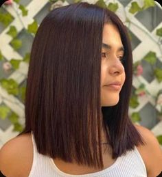 Dark Brown Long Bob Straight, Long Bob Dark Brown Hair Straight, Short Mid Length Hair Straight, Brunette Long Bob Straight, Long Bob Straight Hair, Bob Lung, One Length Hair, Sleek Short Hair