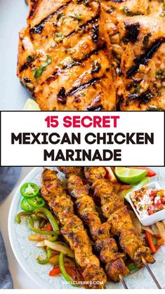 the mexican chicken marinade is served on a white plate