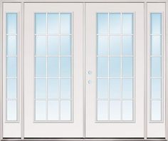 a white double door with glass panels