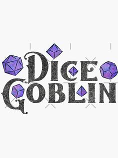 the logo for dice gobling's is shown in black and purple letters on a white background