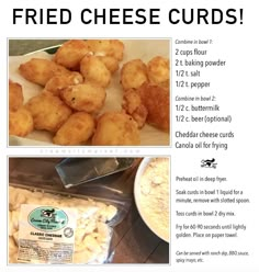 the ingredients for fried cheese curls are shown