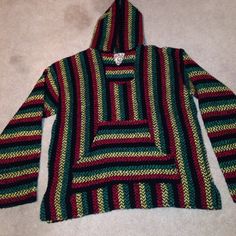 Rasta hoodie Baja Joe Rastafarian hoodie. So warm and I love it but I just do not wear it much anymore. I wore it big on me. Very hipster and fun... :) Make an offer!! Tops Sweatshirts & Hoodies Rastafarian Outfits, Rasta Hoodie, Reggae Style, Rasta Colors, Hoodie Green, Earthy Outfits