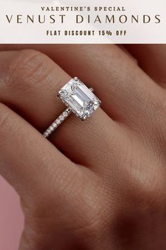 a woman's hand holding an engagement ring with the words valentine's special venus diamond