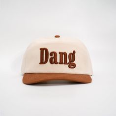 The original Dang Hat. Inspired by the 1 of 1 Chore Set our friend and local Austin artist, Erik Ross, created. Raised Embroidery, Hat Design, Recycled Fashion, 1 Of 1, Arm Candy, Hat Designs, Cotton Twill, Just In Case, Nashville