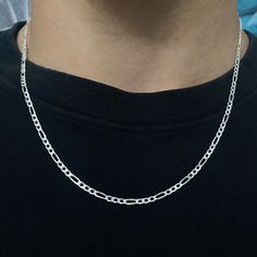 Solid Sterling Silver Figaro Chain 20” Chain Length Unisex 3mm Width 5.1 Grams Weight Brand New Stamped 925 Italy If You Have Any Questions Please Let Me Know! Feel Free To Make An Offer! Silver Jewelry Aesthetic Men, Guy Chains, Silver Chain Men, Mens Silver Chain Necklace, Male Accessories, Boyfriend Stuff, Chains Aesthetic, Silver Figaro Chain, Mens Chain