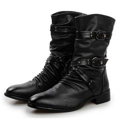 Sku Code:35653029317 
Material:Faux leather 
Color:BLACK 
Style:Steampunk 
Size:7-10 Black Punk Rock, Men Uniform, Mode Country, Steampunk Boots, Womens Tall Boots, Gothic Boots, Style Steampunk, Black Punks, Faux Leather Boots