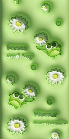 a green background with flowers and words on it