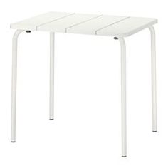 a white table with two legs and a small square top on it's side