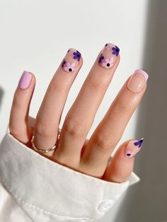 Hippie Nails, Fancy Nails, Short Acrylic Nails, Purple Nails, Perfect Nails, Cute Acrylic Nails, Nails Inspo, Nail Manicure