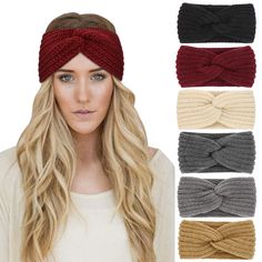 women's headbands with knotted knot in various colors and sizes are shown