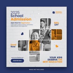 the school flyer is designed to look like an advertisement for children's education and learning