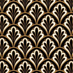 an art deco wallpaper design in gold and black