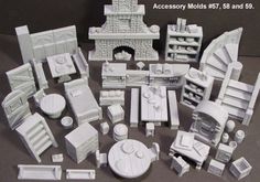 there are many pieces of plastic model furniture