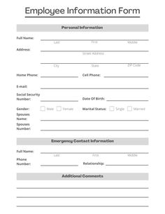 an employee information form is shown