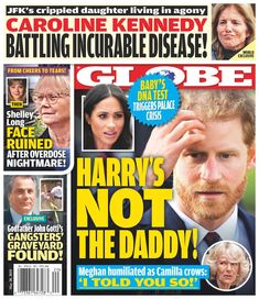 the front page of globe magazine with prince harry and princess charlotte, who have been married