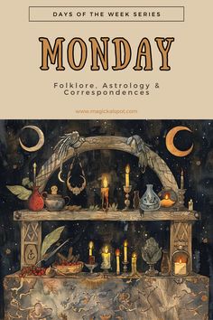 Dive into 'Monday: Folklore, Astrology & Correspondences' 🌜✨ Explore the mystical vibes of the Moon's day, from dreamy folklore to lunar astrology and magical correspondences. Perfect for those looking to harness Monday's tranquil energies for reflection, intuition, and healing. Embrace the moonlit path to start your week with serenity and a touch of magic. 🌊🔮 #MoonMagic #MondayMystique Witchy Hobbies, Magic Correspondences, Lunar Astrology, Spell Crafting, Witchy Recipes, Moonlit Path, Magical Correspondences, Monday Magic