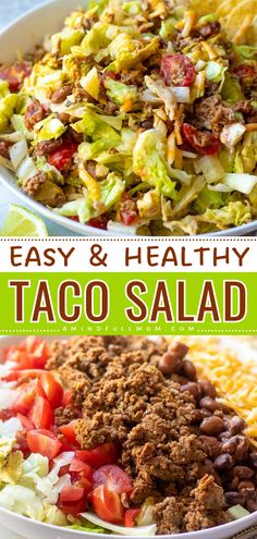 Here's a cookout side dish for your Labor Day party food ideas! It's a simple summer salad featuring perfectly seasoned taco meat. Healthy and flavor-packed with a creamy, spicy dressing, this easy taco salad recipe is the BEST! Macro Friendly Taco Salad, Best Taco Salad Recipe, The Best Taco Salad Recipe, Best Taco Salad, Taco Salad Dressing, Spicy Dressing, Easy Summer Salad, Taco Salad Recipe, Healthy Tacos Salad