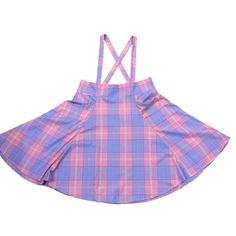 Collectif Pastel Rainbow Pink & Lavender Plaid Suspender Swing Skirt Women’s Plus Size Us 22 Front Pockets Two Button Removable Adjustable Suspenders Excellent New With Tags Stock Photos Shown For Fit Kawaii Accessories, Pink Lavender, Skirt Women, Pastel Rainbow, Suspenders, Pink Purple, Cool Things To Buy, Womens Skirt, Lavender