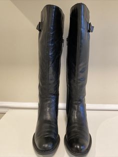 Born Crown ROXIE Black Leather Knee High Tall Riding Boots Women’s Size 6.5 | eBay