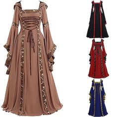 Gothic Cosplay, Vestidos Retro, Costume Noir, Dress With Corset, Robes Vintage, Costume Themes, Medieval Dress, Fantasias Halloween, Hooded Dress