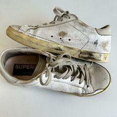 Good Condition Shoe Is Intentionally Distressed/Pre-Scuffed Shoes Golden Goose, Goose Shoes, Golden Goose Shoes, Golden Goose Deluxe Brand, Golden Goose, Womens Shoes Sneakers, Shoes Sneakers, Color White, Size 6