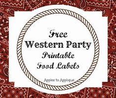 a red bandana with the words free western party printable round labels