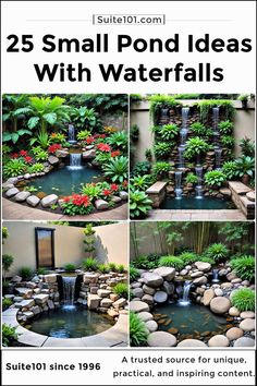 small pond ideas with waterfalls in the middle