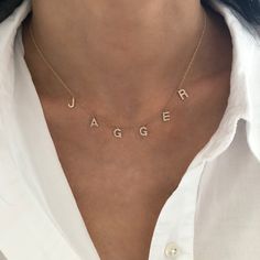 Customize this beautiful diamond 14K Gold necklace with up to 10 letters of your choice. Personalize it with your name, nickname or initials. We can't wait to see what you choose! Price is based per total number of letters per necklace. Available in 14K Gold, 14K White Gold or 14K Rose Gold Initial Measurement: Approx. 0.4" (varies slightly per letter) Uppercase letters only Price is based per letter FINAL SALE Luxury Diamond Jewelry With Name Detail, Chain With Letters, Vietnam Jewelry, Diamond Name Necklace, Rose Gold Initial, Amazon Jewelry, Diamond Initial Necklace, December 2024, 14k Gold Necklace