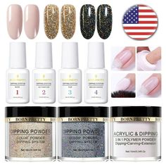 7Pcs/Set BORN PRETTY Glitter Dipping Powder Nail Art Dip Liquid Pro Starter Kit Grey acrylic nails | Christmas nails acrylic | Coffin nails designs | Nail inspo | Silver glitter nails | Nail ideas acrylic | Ombre | Acrylic | Christmas | Simple | Summer | Silver | Pink