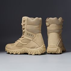 Introducing our Mens Tactical Snow Boots, designed for outdoor winter adventures. These durable boots are perfect for hiking, outdoor sports, and going out in any season. With a variety of features to keep you comfortable and protected, these boots are a must-have for any outdoor enthusiast. Benefits of our Mens Tactical Snow Boots: Made with high-quality materials for long-lasting durability Comfortable inner lining for all-day wear Secure lace closure for a snug fit Rubber sole for excellent traction on various terrain Stylish design with alphabet patterns for a unique look Don't let the cold weather hold you back from your next outdoor adventure. Invest in a pair of our Mens Tactical Snow Boots and experience the ultimate in comfort and performance. Whether you're hiking in the fall or Shock Resistant Lace-up Combat Boots For Outdoor Activities, Breathable Tactical Lace-up Hiking Boots, Military Lace-up Boots For Outdoor Activities, Khaki Combat Style Lace-up Hiking Boots, Shock Resistant Combat Boots For Outdoor, Durable High-top Functional Combat Boots, Durable High-top Combat Boots, Shock Resistant Hiking Work Boots, Techwear Combat Boots, Shock Resistant For Outdoor