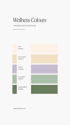 the color scheme for a website page with different colors and text on it, as well as