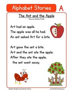 worksheet for the alphabet with an apple and ant