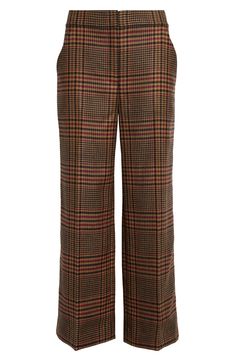 A trad plaid patterns these desk-to-dinner pants cut from warming wool in a kicky cropped length. Zip fly with hook-and-bar closure Front slant pockets; back welt pockets 100% wool Dry clean Imported Wool Pants, Veronica Beard, Plaid Pattern, Welt Pocket, Size 12, Wide Leg, Plaid, Nordstrom, Wool