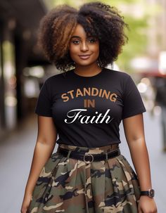 Wear your faith with pride! Our Standing in Faith T-Shirt is designed for both women and men who believe in the power of faith and perseverance. This unisex Christian graphic tee features a bold message of spiritual strength, perfect for everyday wear, church services, or as a gift for fellow believers. Crafted from soft, high-quality cotton, this inspirational shirt brings comfort and motivation, reminding you and those around you to stand firm in faith. Whether you're attending worship, Bible study, or simply running errands, this faith-based apparel is the perfect way to showcase your devotion. ♥︎KeyFeatures♥︎ -High-quality, soft, and durable cotton fabric -Ideal for casual wear, fashion-forward outfits, and making a statement -Available in various sizes ♥︎SIZING♥︎ Kindly consult the si Men T Shirt Design Ideas, Woman Tshirt Design, Women T Shirt Design Ideas, Christian Tshirt Design Ideas, Mafia Clothing, Jesus T Shirts, Shirt Ideas Vinyl, Branded Merch, Church Merch