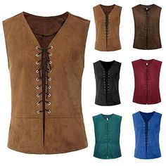 Season:All Seasons; Sleeve Length:Sleeveless; Look After Me:Wet and Dry Cleaning; Gender:Women's,Men's,Unisex; What's in the box:Vest; Types:Cosplay Costume,Vest,Suede Vest; Holiday:Halloween,Masquerade,Carnival; Style:Retro Vintage,Punk  Gothic,Medieval,Renaissance,17th Century; Occasion:Carnival,Ren Faire,Masquerade,LARP; Material:Faux Suede; Age Group:Teen,Adults'; Characters:Viking,Elven,Ranger,Celtic Knight,Knight Ritter,Pirate,Vampire; Design:Drawstring; Listing Date:06/26/2023; Clothing Length:null; Bust:null; Shoulder Width:null Medieval Shirt, Steampunk Vest, Halloween Tank Top, Suede Vest, Gothic Steampunk, Vintage Punk, Pirate Costume, Style Punk