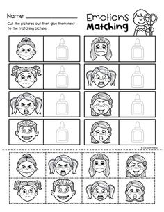 emotions matching worksheet for kids