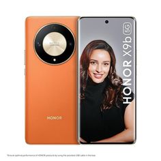 an orange cell phone with a woman's face on the front and back cover