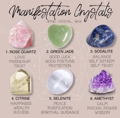 Love this! Different Crystals, Crystals For Manifestation, Gemstone Meanings