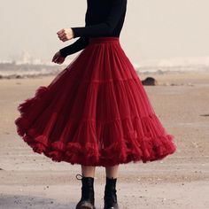 Women Wine Red Midi Tulle Skirt High Waist Plus Size Tulle Midi Skirt Holiday Skirt Outfits Burgundy Wedding Outfit sold by Dressromantic on Storenvy Wine Red Skirt, Double Cake, Skirt Puffy, Womens Tulle Skirt, Prom Skirt, Skirt Tutu, Fall Skirt, Skirt Tulle, Tulle Maxi Skirt