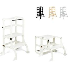 three different types of stools and tables