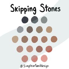 a poster with different colors and shapes for the text, skipping stones on it