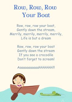 Introducing our enchanting 'Row Row Row Your Boat' Kids Nursery Rhyme Poster! Sail away into a world of musical adventure with this whimsical wall art. Featuring charming illustrations and the beloved lyrics of the classic nursery rhyme, this poster is a delightful addition to your child's room. Spark their imagination, encourage sing-alongs, and let their dreams set sail as they journey down the imaginary river. Bring the magic of 'Row Row Row Your Boat' to life with this captivating poster, de Gender Of Animals, Nursery Rhymes Poems, Old Nursery Rhymes, Nursery Rhymes Lyrics, Row Row Row Your Boat, Nursery Songs, Songs For Toddlers, Row Row Your Boat, Classic Nursery Rhymes